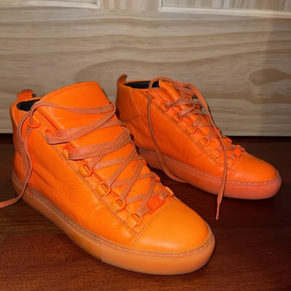 Balenciaga orange high top sneakers